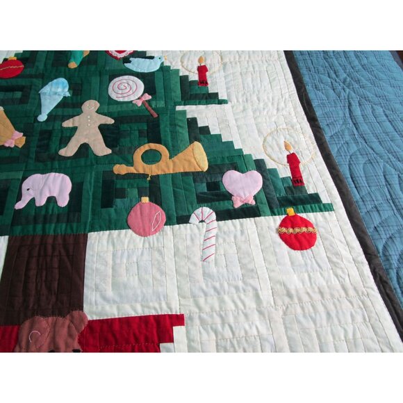 Log Cabin Christmas Tree Quilt Applique Ornaments Elves Queen Vintage 1994 GUC - Picture 10 of 16